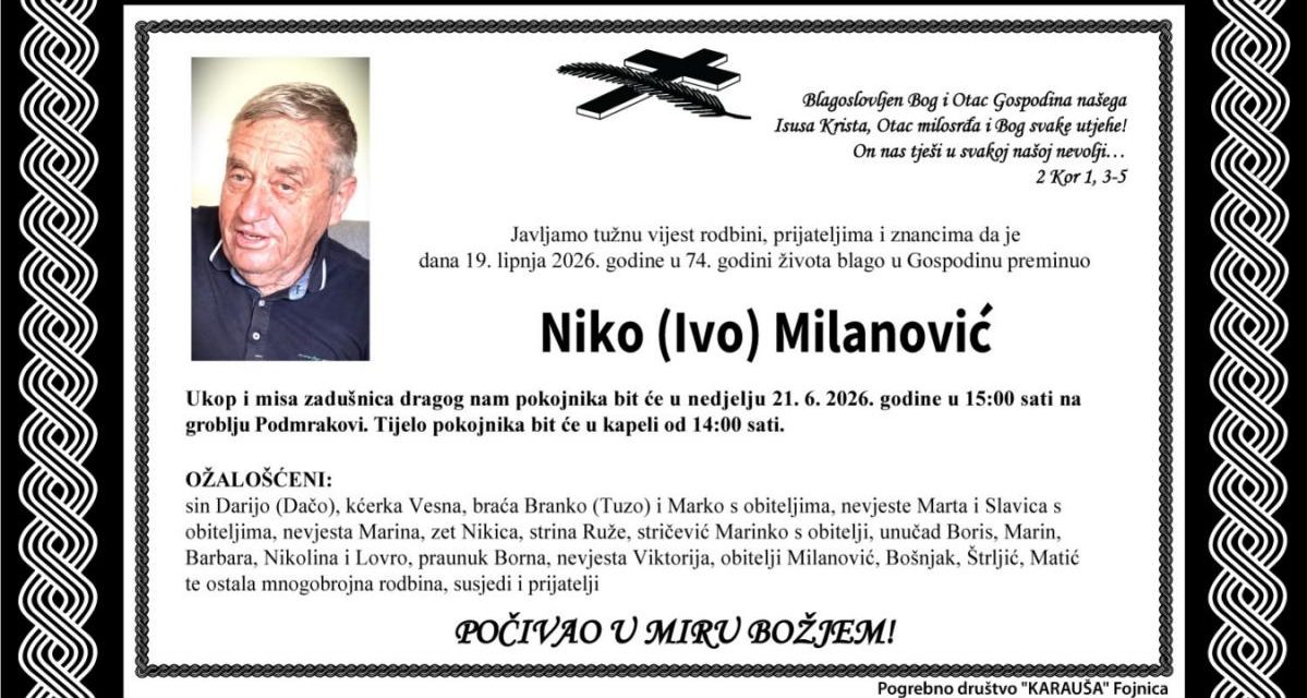 Preminuo je Niko Milanović
