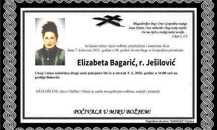 Preminula je Elizabeta Bagarić, rođ. Ješilović