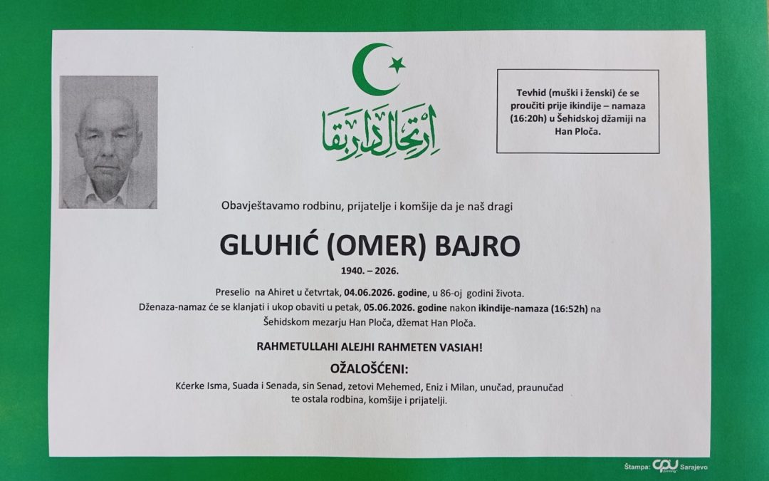 Preminuo je Bajro Gluhić