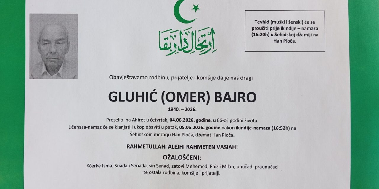 Preminuo je Bajro Gluhić