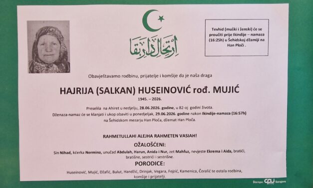 Preminula je Hajrija Huseinović, rođ. Mujić