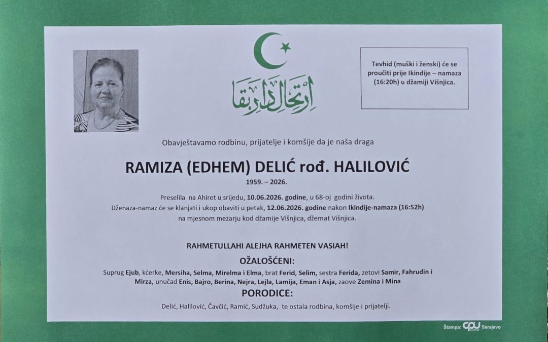 Preminula je Ramiza Delić, rođ. Halilović