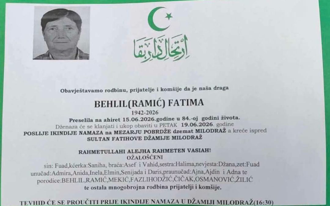 Preminula je Fatima Behlil