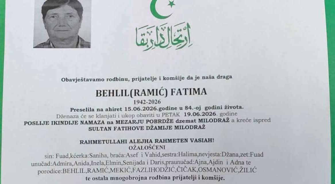 Preminula je Fatima Behlil