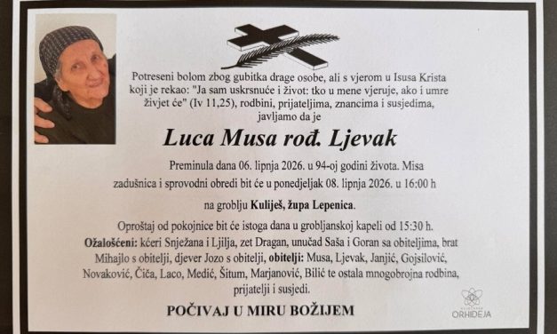 Preminula je Luca Musa, rođ. Ljevak