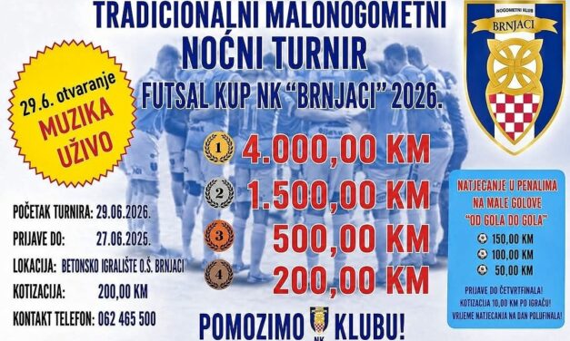 Bogat nagradni fond i vrhunska zabava: Najavljen tradicionalni Futsal kup NK “Brnjaci” 2026.