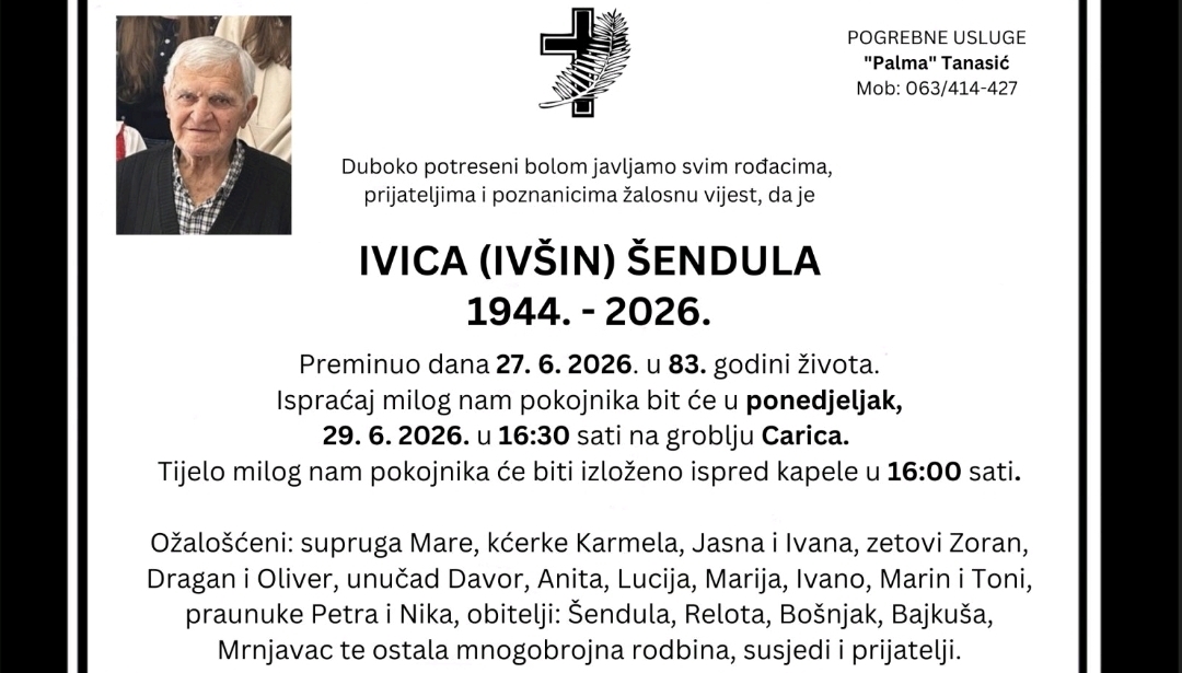 Preminuo je Ivica Šendula