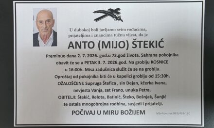 Preminuo je Anto Štekić