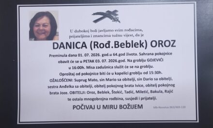 Preminula je Danica Oroz