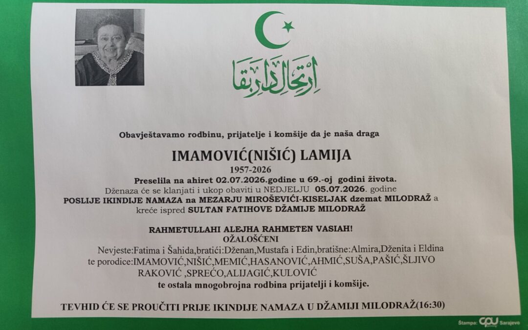 Preminula je Lamija Imamović