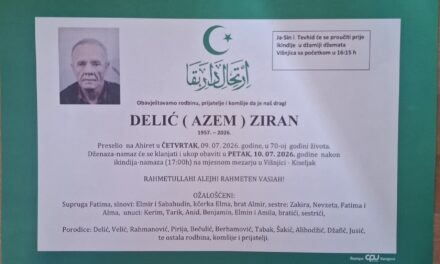 Preminuo je Ziran Delić