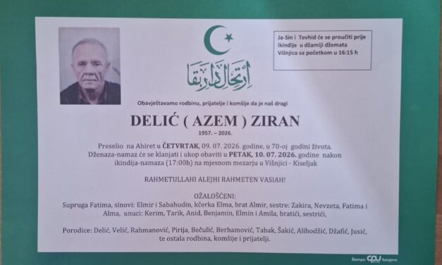 Preminuo je Ziran Delić