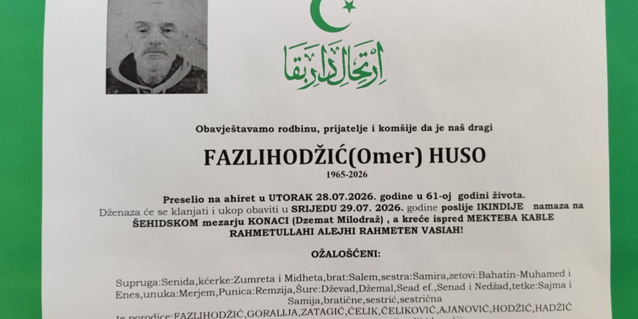 Preminuo je Huso Fazlihodžić