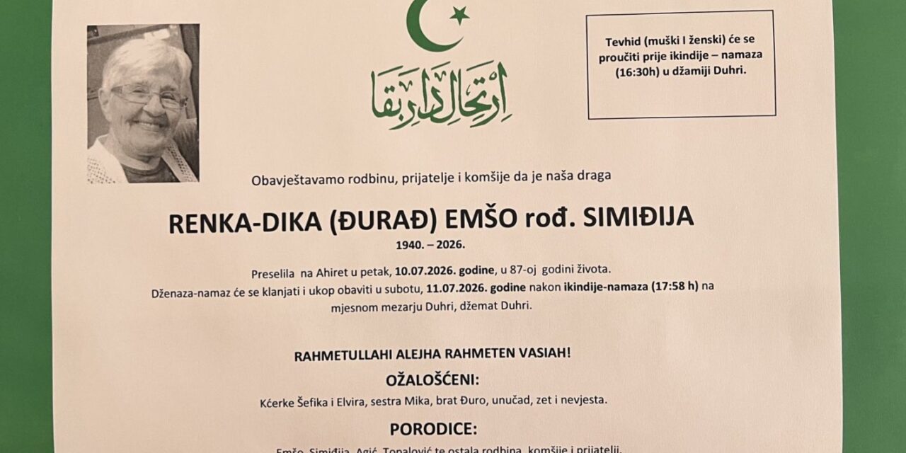 Preminula je Renka-Dika Emšo, rođ. Simiđija