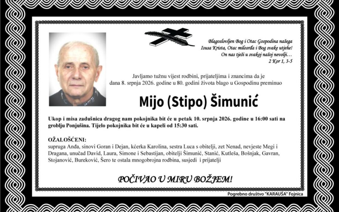 Preminuo je Mijo Šimunić