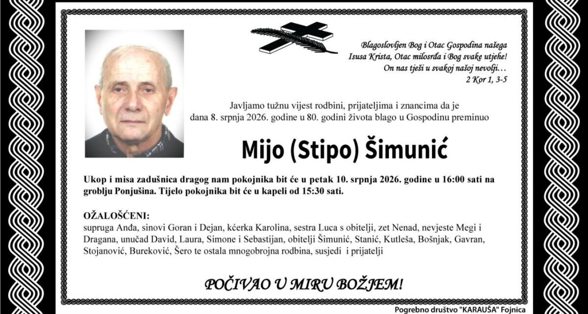 Preminuo je Mijo Šimunić