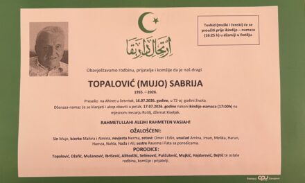 Preminuo je Sabrija Topalović