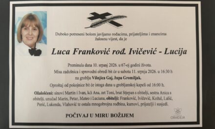 Preminula je Luca Franković, rođ. Ivičević – Lucija
