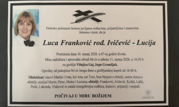 Preminula je Luca Franković, rođ. Ivičević – Lucija