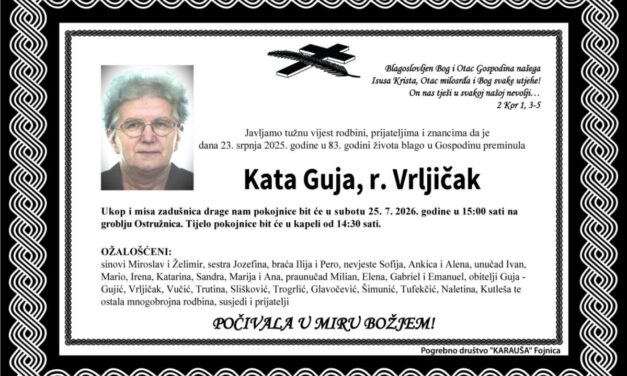 Preminula je Kata Guja, rođ. Vrljičak