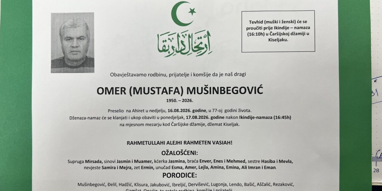 Preminuo je Omer Mušinbegović