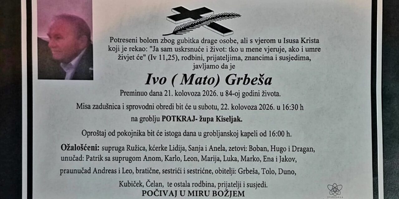 Preminuo je Ivo Grbeša