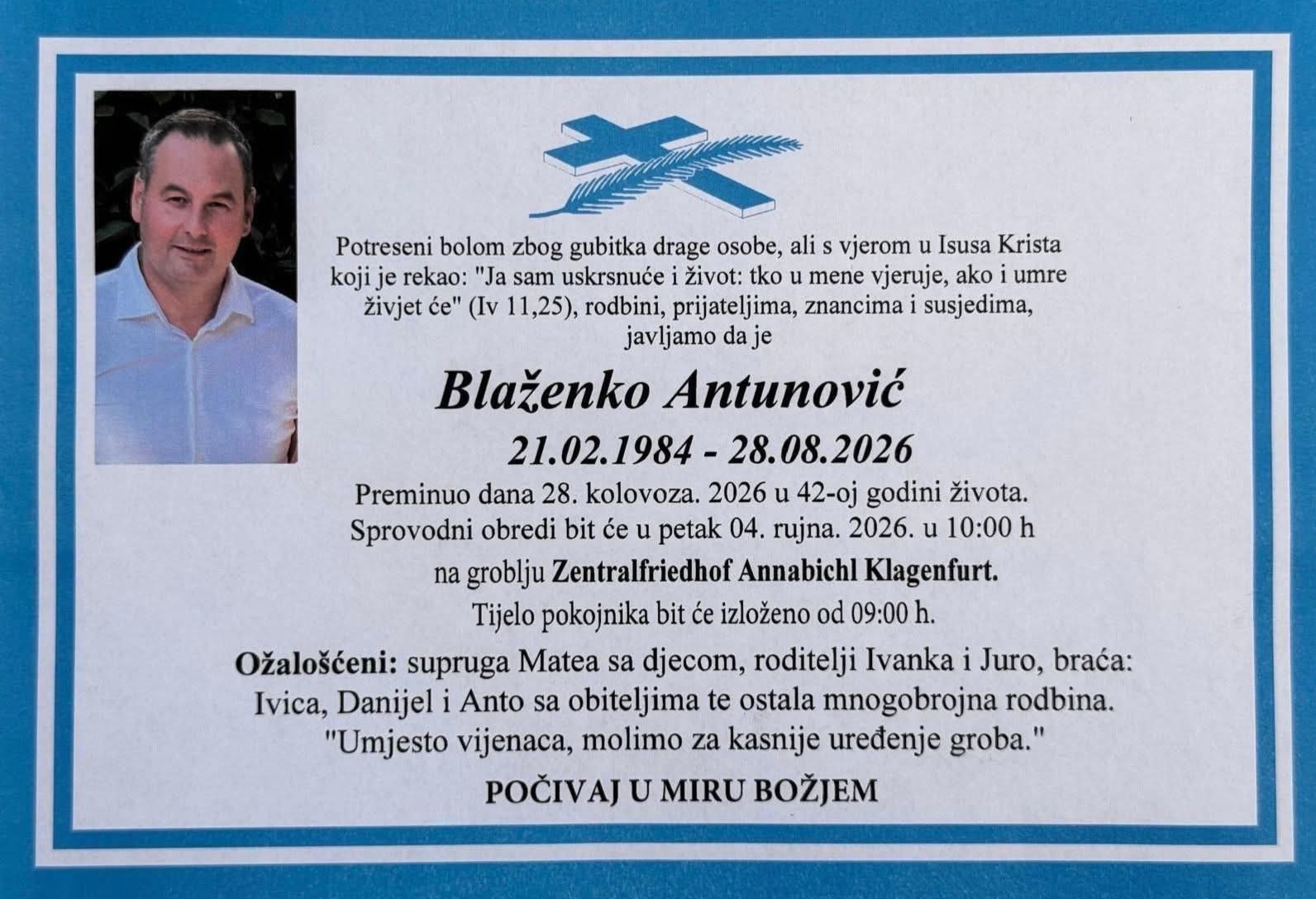 Preminuo je Blaženko Antunović
