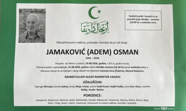 Preminuo je Osman Jamaković