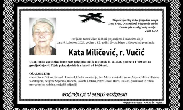 Preminula je Kata Miličević, rođ. Vučić