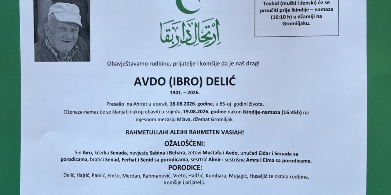 Preminuo je Avdo Delić