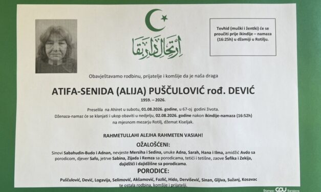 Preminula je Atifa-Senida Puščulović, rođ. Dević