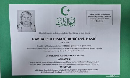 Preminula je Rabija Jahić, rođ. Hasić