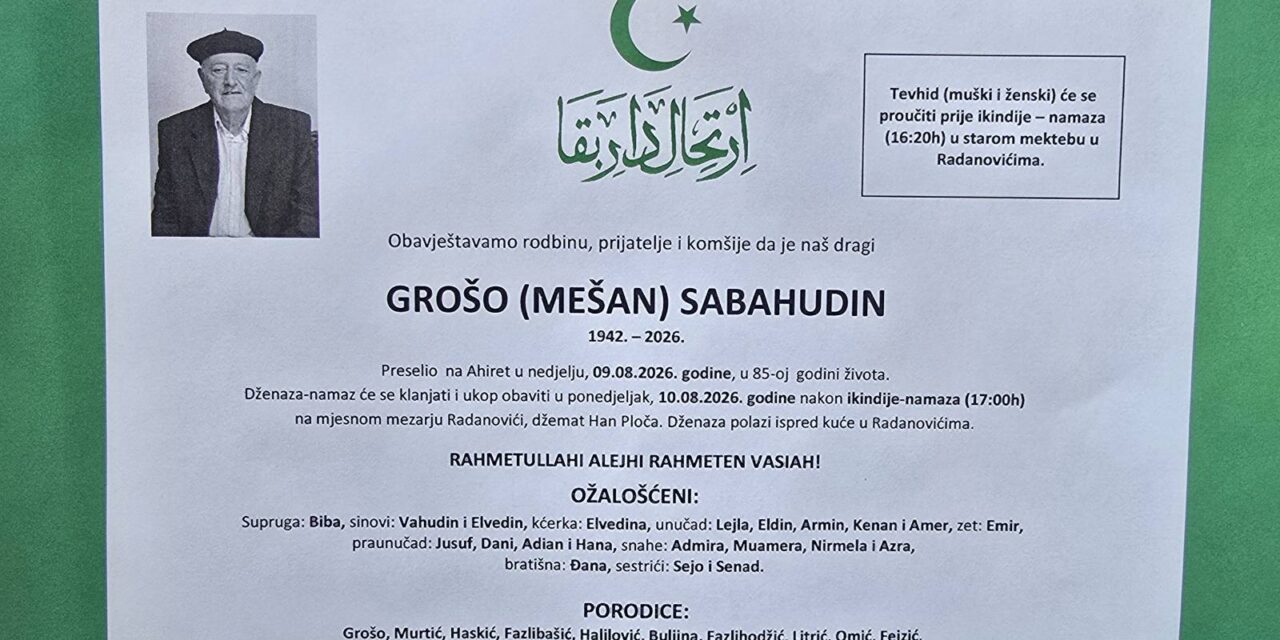 Preminuo je Sabahudin Grošo