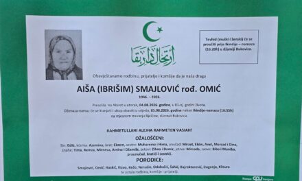 Preminula  je Aiša Smajlović, rođ. Omić