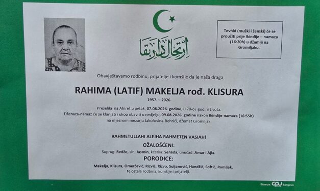 Preminula je Rahima Makelja, rođ. Klisura
