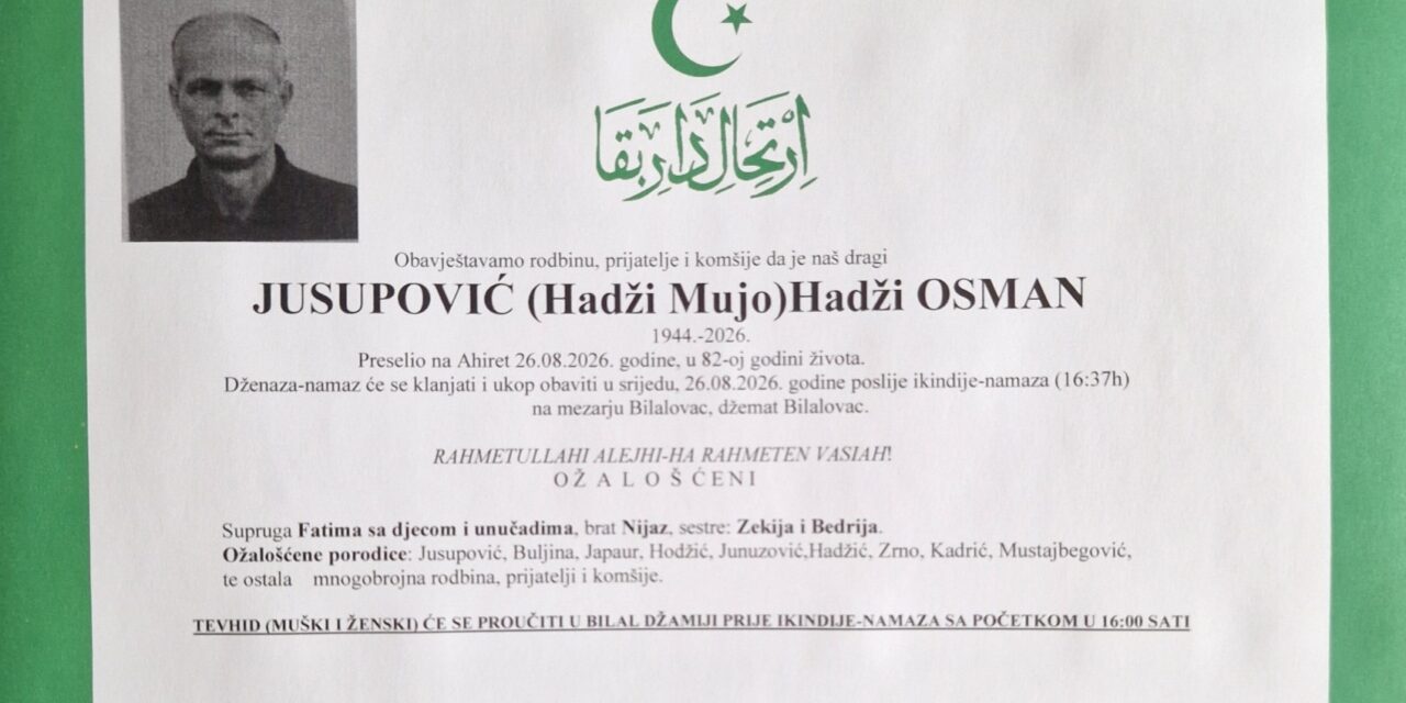 Preminuo je Hadži Osman Jusupović