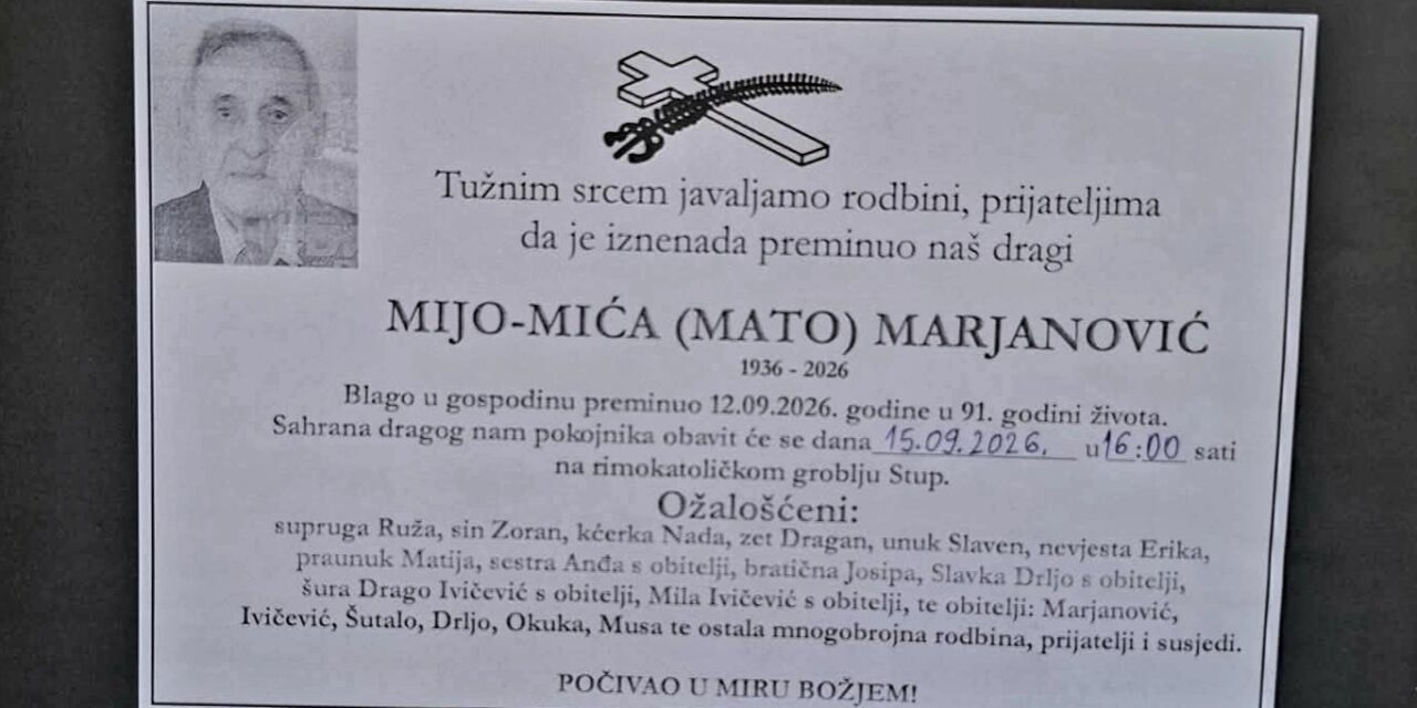 Preminuo je Mijo – Mića Marjanović