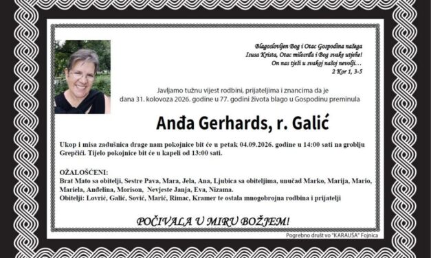 Preminula je Anđa Gerhards, rođ. Galić