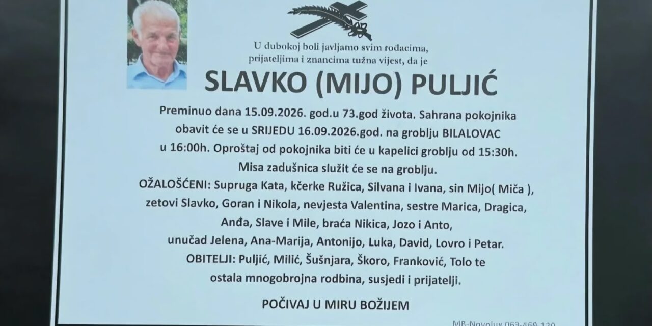 Preminuo je Slavko Puljić