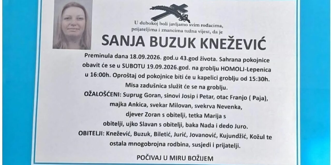 Preminula je Sanja Buzuk Knežević