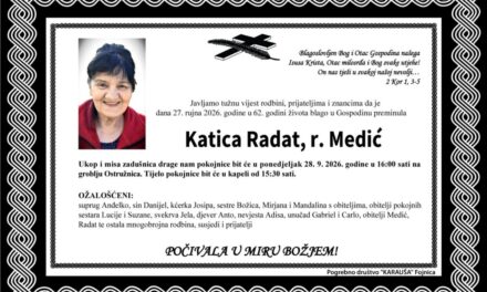 Preminula je Katica Radat, rođ. Medić
