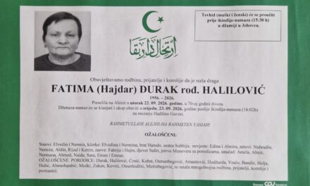 Preminula je Fatima Halilović, rođ. Durak