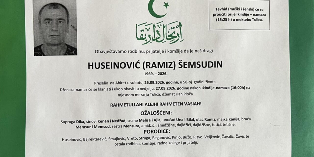 Preminuo je Šemsudin Huseinović