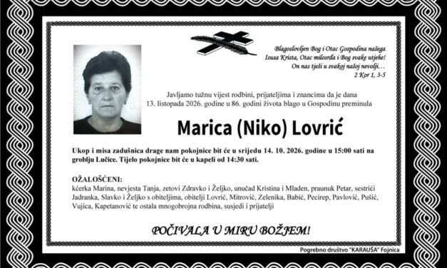 Preminula je Marica Lovrić