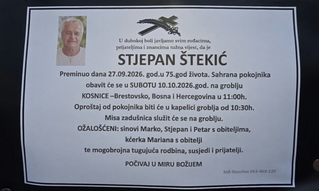 Preminuo je Stjepan Štekić