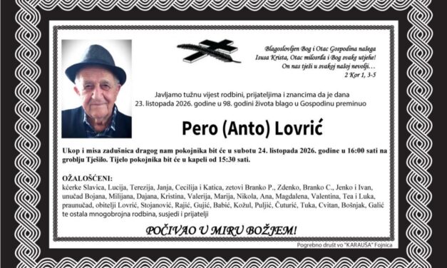 Preminuo je Pero Lovrić