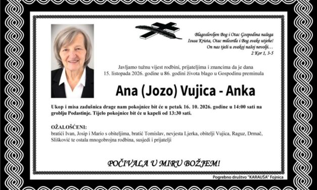 Preminula je Ana Vujica – Anka
