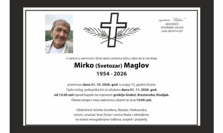 Preminuo je Mirko Maglov