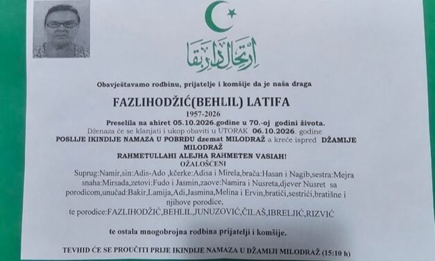 Preminula je Latifa Fazlihodžić