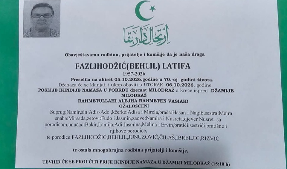 Preminula je Latifa Fazlihodžić